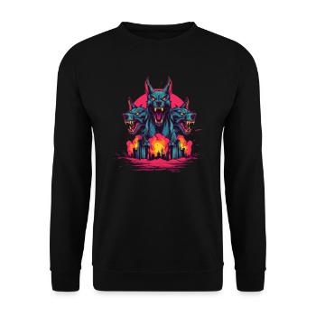 Dog Wolf Werewolf Cerberus Hellhound myth - Unisex Sweatshirt - black - Front - Alina (178cm) & Michal (187cm)