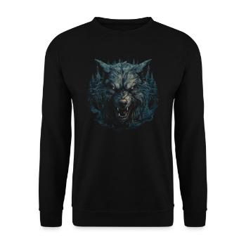 Chien, loup, loup-garou, cerbère, mythe de - Sweat-shirt Unisexe - noir - Devant - Alina (178cm) & Michal (187cm)