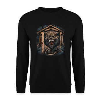 Dog Wolf Werewolf Cerberus Hellhound myth - Unisex Sweatshirt - black - Front - Alina (178cm) & Michal (187cm)