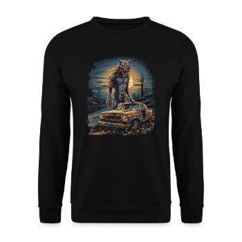 Dog Wolf Werewolf Cerberus Hellhound myth - Unisex Sweatshirt - black - Front - Alina (178cm) & Michal (187cm)