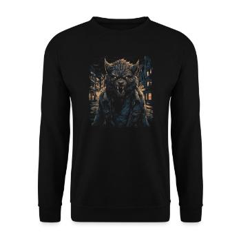 Dog Wolf Werewolf Cerberus Hellhound myth - Unisex Sweatshirt - black - Front - Alina (178cm) & Michal (187cm)