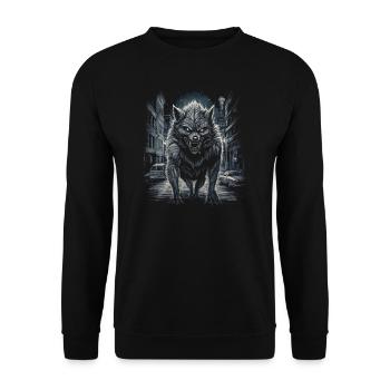 Chien, loup, loup-garou, cerbère, mythe de - Sweat-shirt Unisexe - noir - Devant - Alina (178cm) & Michal (187cm)