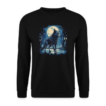 Chien, loup, loup-garou, cerbère, mythe de - Sweat-shirt Unisexe - noir - Devant - Alina (178cm) & Michal (187cm)