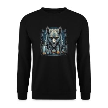 Dog Wolf Werewolf Cerberus Hellhound myth - Unisex Sweatshirt - black - Front - Alina (178cm) & Michal (187cm)
