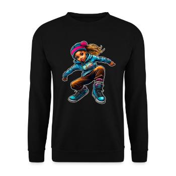 Cooles Girl Graffiti Hip Hop Rap Skater Musik - Unisex Pullover - Schwarz - Vorne - Alina (178cm) & Michal (187cm)