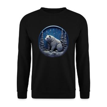 Bär Natur Umwelt Umweltschutz Tier Nacht Klima - Unisex Pullover - Schwarz - Vorne - Alina (178cm) & Michal (187cm)