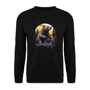 Bär Natur Umwelt Umweltschutz Tier Nacht Klima - Unisex Pullover - Schwarz - Vorne - Alina (178cm) & Michal (187cm)
