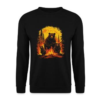 Bear Nature Environment Environmental Protection - Unisex Sweatshirt - black - Front - Alina (178cm) & Michal (187cm)