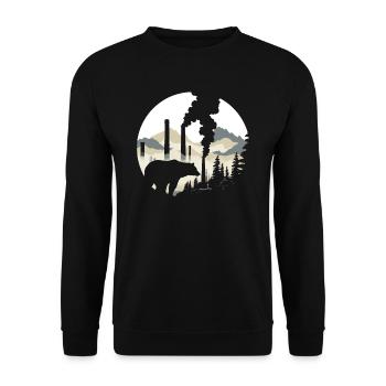 Bär Natur Umwelt Umweltschutz Tier Nacht Klima - Unisex Pullover - Schwarz - Vorne - Alina (178cm) & Michal (187cm)