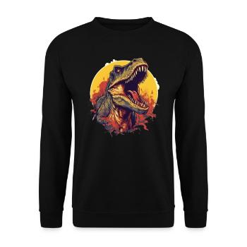 Dinosaurier Dino Fossil Carnivor Herbivor T-Rex - Unisex Pullover - Schwarz - Vorne - Alina (178cm) & Michal (187cm)