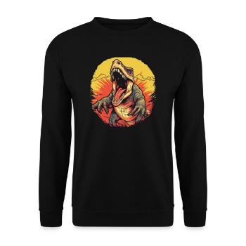 Dinosaurier Dino Fossil Carnivor Herbivor T-Rex - Unisex Pullover - Schwarz - Vorne - Alina (178cm) & Michal (187cm)