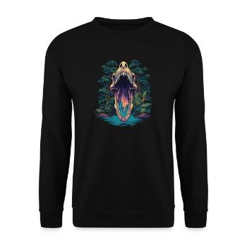Dinosaurier Dino Fossil Carnivor Herbivor T-Rex - Unisex Pullover - Schwarz - Vorne - Alina (178cm) & Michal (187cm)