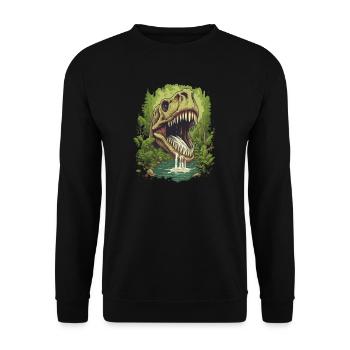 Dinosaurier Dino Fossil Carnivor Herbivor T-Rex - Unisex Pullover - Schwarz - Vorne - Alina (178cm) & Michal (187cm)
