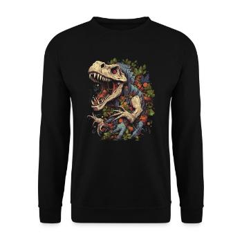 Dinosaurier Dino Fossil Carnivor Herbivor T-Rex - Unisex Pullover - Schwarz - Vorne - Alina (178cm) & Michal (187cm)