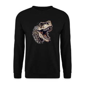 Dinosaurier Dino Fossil Carnivor Herbivor T-Rex - Unisex Pullover - Schwarz - Vorne - Alina (178cm) & Michal (187cm)