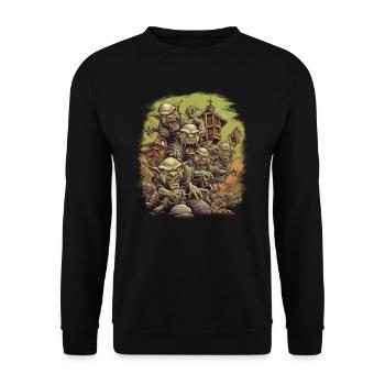 Monster Ungeheuer Dämon Teufel Vampir Guhl Zombie - Unisex Pullover - Schwarz - Vorne - Alina (178cm) & Michal (187cm)