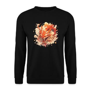 Drache mystisch Lindwurm Monster Ungeheuer Biest - Unisex Pullover - Schwarz - Vorne - Alina (178cm) & Michal (187cm)