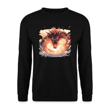 Drache mystisch Lindwurm Monster Ungeheuer Biest - Unisex Pullover - Schwarz - Vorne - Alina (178cm) & Michal (187cm)