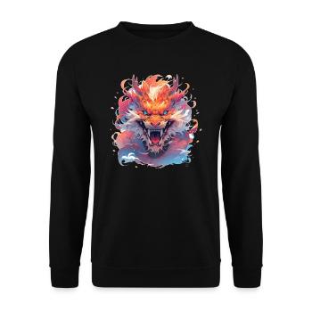 Drache mystisch Lindwurm Monster Ungeheuer Biest - Unisex Pullover - Schwarz - Vorne - Alina (178cm) & Michal (187cm)
