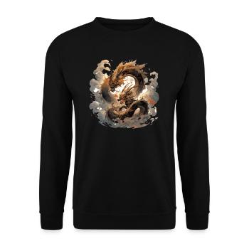 Drache mystisch Lindwurm Monster Ungeheuer Biest - Unisex Pullover - Schwarz - Vorne - Alina (178cm) & Michal (187cm)