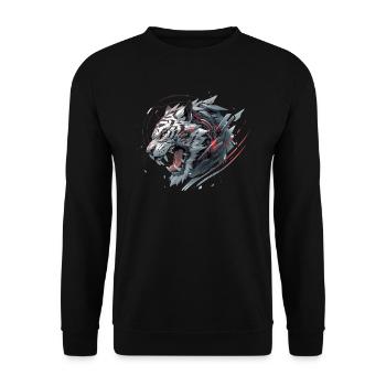 Mecha Animal : tigre, loup, renard, dinosaure, - Sweat-shirt Unisexe - noir - Devant - Alina (178cm) & Michal (187cm)