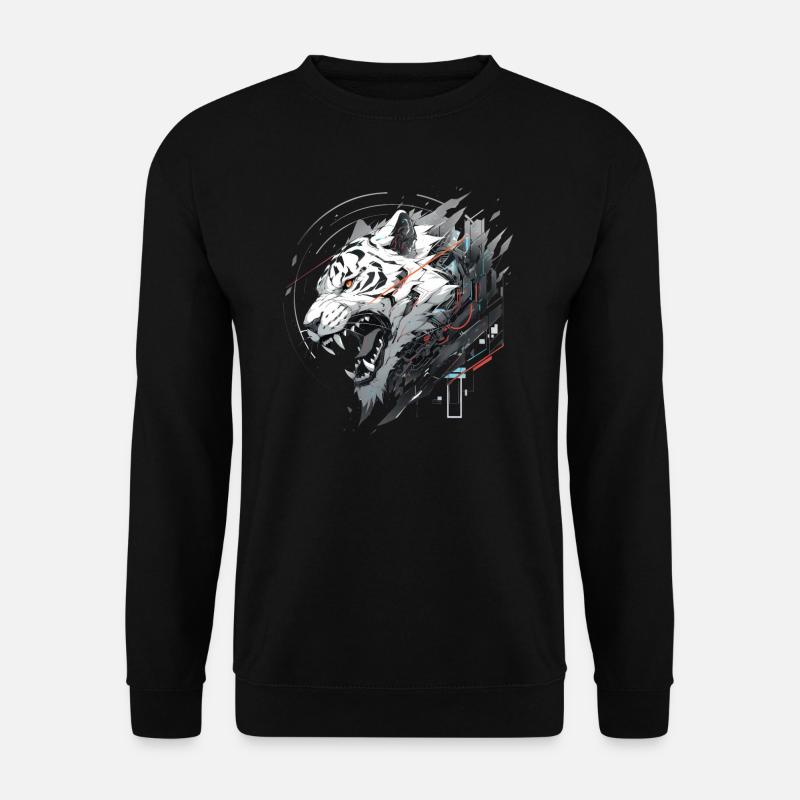 Mecha Tier Tiger Wolf Fuchs Dino Bär Cyborg - Unisex Pullover - Schwarz