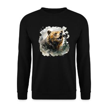 Bär Natur Umwelt Umweltschutz Tier Nacht Klima - Unisex Pullover - Schwarz - Vorne - Alina (178cm) & Michal (187cm)
