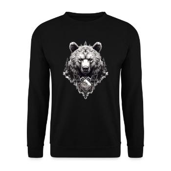 Bär Natur Umwelt Umweltschutz Tier Nacht Klima - Unisex Pullover - Schwarz - Vorne - Alina (178cm) & Michal (187cm)