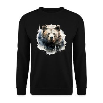 Bär Natur Umwelt Umweltschutz Tier Nacht Klima - Unisex Pullover - Schwarz - Vorne - Alina (178cm) & Michal (187cm)