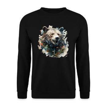 Bär Natur Umwelt Umweltschutz Tier Nacht Klima - Unisex Pullover - Schwarz - Vorne - Alina (178cm) & Michal (187cm)