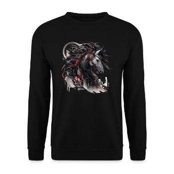 Mecha Tier Tiger Wolf Fuchs Pferd Cyborg - Unisex Pullover - Schwarz - Vorne - Alina (178cm) & Michal (187cm)