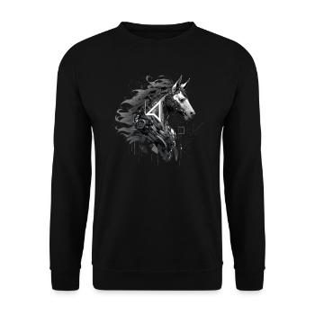 Mecha Tier Tiger Wolf Fuchs Pferd Cyborg - Unisex Pullover - Schwarz - Vorne - Alina (178cm) & Michal (187cm)