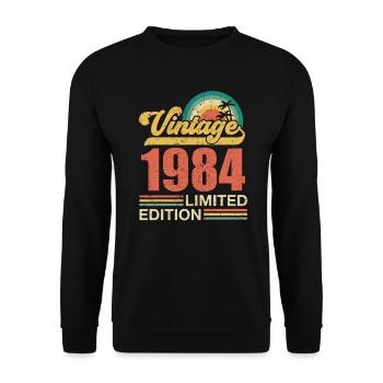 Jahrgang 1984 limitierte Auflage - 1984 Geburtstagsgeschenk - Unisex Pullover - Schwarz - Vorne - Alina (178cm) & Michal (187cm)