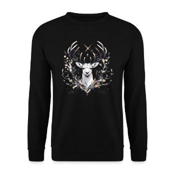 Elk deer nature Scandinavian forest - Unisex Sweatshirt - black - Front - Alina (178cm) & Michal (187cm)