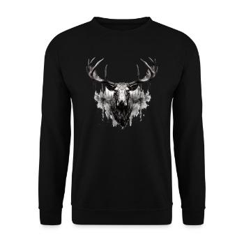 Elk deer nature Scandinavian forest - Unisex Sweatshirt - black - Front - Alina (178cm) & Michal (187cm)