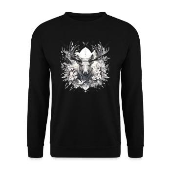 Elk deer nature Scandinavian forest - Unisex Sweatshirt - black - Front - Alina (178cm) & Michal (187cm)
