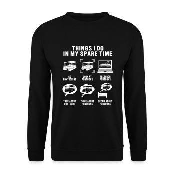 Things i do in my spare time Pontooning Boat - Unisex Sweatshirt - black - Front - Alina (178cm) & Michal (187cm)