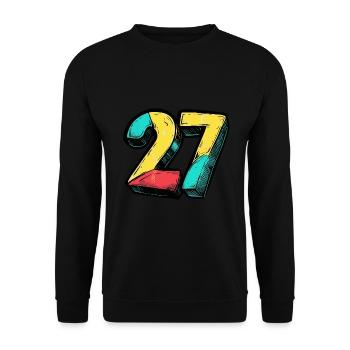 27 Zahl Bunt - Unisex Pullover - Schwarz - Vorne - Alina (178cm) & Michal (187cm)