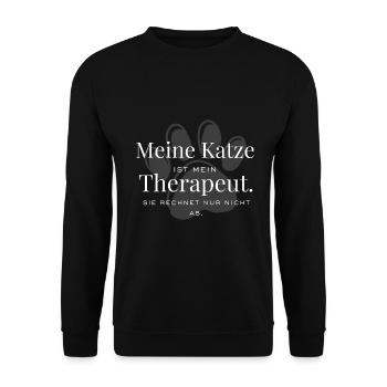 Mon chat – mon thérapeute avec la fourrure. - Sweat-shirt Unisexe - noir - Devant - Alina (178cm) & Michal (187cm)