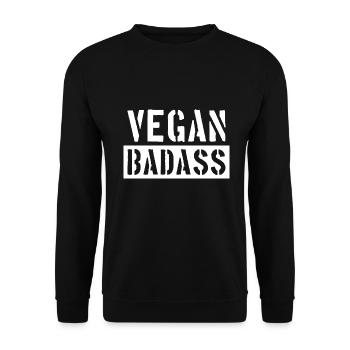 VEGAN BADASS VEGANER - Unisex Sweatshirt - black - Front - Alina (178cm) & Michal (187cm)