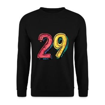 29 Zahl Bunt - Unisex Pullover - Schwarz - Vorne - Alina (178cm) & Michal (187cm)