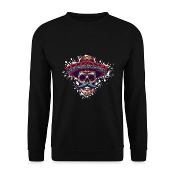 Mexikaner Skelett Sombrero - Unisex Pullover - Schwarz - Vorne - Alina (178cm) & Michal (187cm)