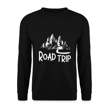 Road Trip Outdoor Abenteuer Reisender - Unisex Pullover - Schwarz - Vorne - Alina (178cm) & Michal (187cm)