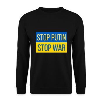 Stop Putin stop war - Unisex Pullover - Schwarz - Vorne - Alina (178cm) & Michal (187cm)