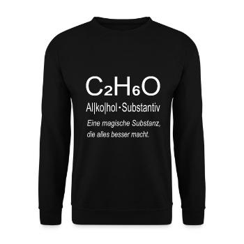 Alkohol Definition Koch Küche Spruch - Unisex Pullover - Schwarz - Vorne - Alina (178cm) & Michal (187cm)