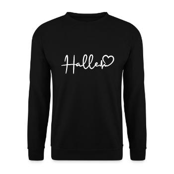 Halle Herzschlag Stadt Halle Saale - Unisex Pullover - Schwarz - Vorne - Alina (178cm) & Michal (187cm)
