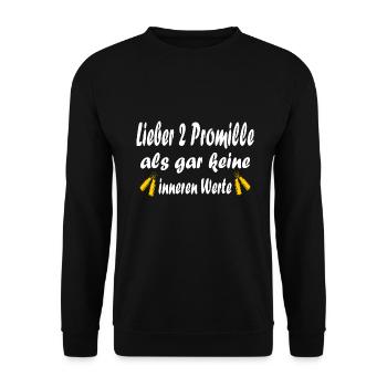 Lieber 2 Promille Als Gar Keine Inneren Werte Bier - Unisex Pullover - Schwarz - Vorne - Alina (178cm) & Michal (187cm)