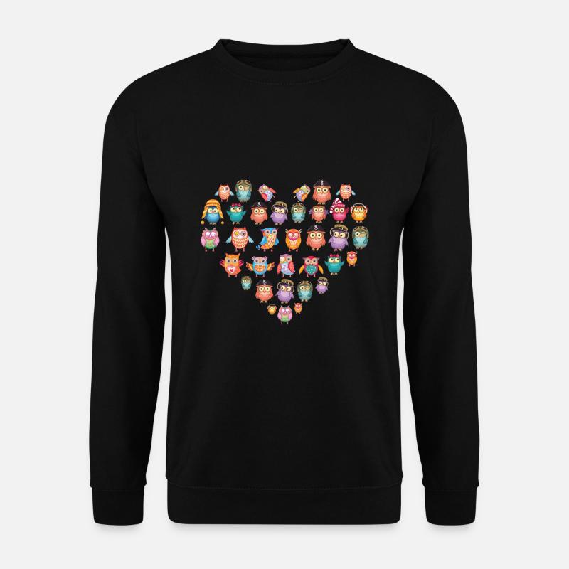 Owl Heart Bird Lover - Unisex Sweatshirt - black