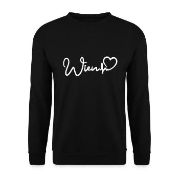 Wien Herzschlag Hauptstadt Österreich - Unisex Pullover - Schwarz - Vorne - Alina (178cm) & Michal (187cm)