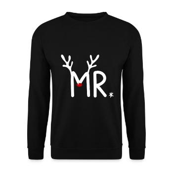 Rentier Familie Familienoutfit Weihnachten - Unisex Pullover - Schwarz - Vorne - Alina (178cm) & Michal (187cm)